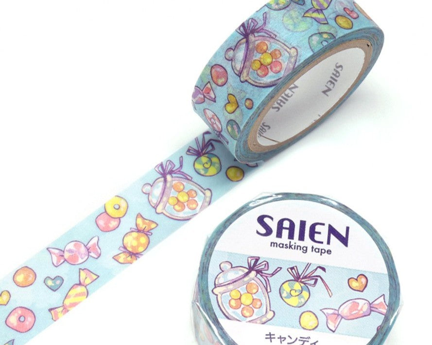 Cute Kawaii Saien Washi / Masking Deco Tape - Candy Jar full of Candies - for Scrapbooking Journal Planner Craft Diary Planner Gift