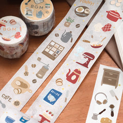 Cute Kawaii BGM Washi / Masking Deco Tape - Bakery Baking Cooking Muffin Kitchen Pot Mixer  - for Scrapbooking Journal Planner Craft