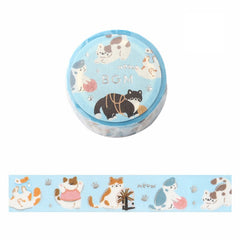 Cute Kawaii BGM Washi / Masking Deco Tape - Playful Cat Kitten Feline Pet Ball of Yarn - for Journal Agenda Planner Diary Craft Scrapbook Gift