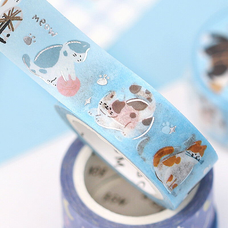 Cute Kawaii BGM Washi / Masking Deco Tape - Playful Cat Kitten Feline Pet Ball of Yarn - for Journal Agenda Planner Diary Craft Scrapbook Gift