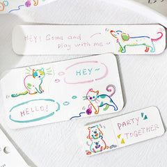 Cute Kawaii BGM Washi / Masking Deco Tape - Whimsical Colorful Animal Drawing Illustration Cat Dog Rabbit Pet - for Journal Agenda Planner Diary Craft Scrapbook Gift