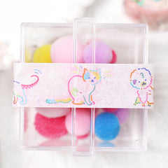 Cute Kawaii BGM Washi / Masking Deco Tape - Whimsical Colorful Animal Drawing Illustration Cat Dog Rabbit Pet - for Journal Agenda Planner Diary Craft Scrapbook Gift