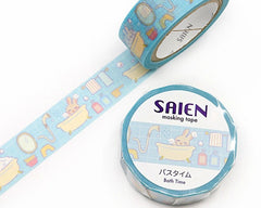 Cute Kawaii Saien Washi / Masking Deco Tape - Rabbit Bunny Bath Time - for Scrapbooking Journal Planner Craft Diary Planner Gift