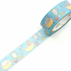 Cute Kawaii Saien Washi / Masking Deco Tape - Rabbit Bunny Bath Time - for Scrapbooking Journal Planner Craft Diary Planner Gift