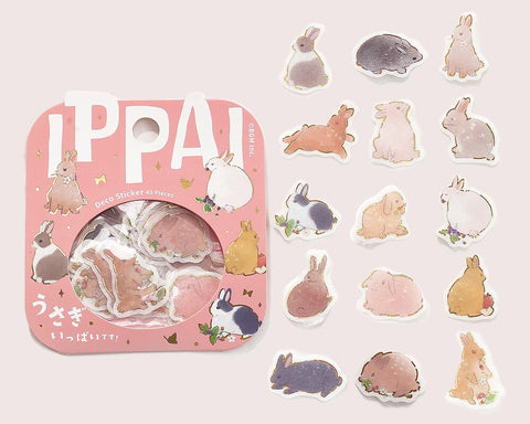 Cute Kawaii BGM Flake Stickers Sack - Rabbit Bunny Pink - for Journal Agenda Planner Diary Craft Scrapbook Gift