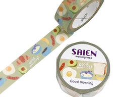 Cute Kawaii Saien Washi / Masking Deco Tape - Good Morning Breakfast Egg Toast Cereal Oat Banana - for Scrapbooking Journal Planner Craft Diary Planner Gift