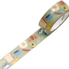 Cute Kawaii Saien Washi / Masking Deco Tape - Good Morning Breakfast Egg Toast Cereal Oat Banana - for Scrapbooking Journal Planner Craft Diary Planner Gift