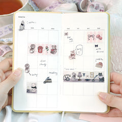 Cute Kawaii BGM Marchen Fairy Tale Party Series Washi / Masking Deco Tape - Classic Regal Red Pink Cherry Strawberry Bear Cat Rabbit Bunny Easter - for Scrapbooking Journal Planner Craft Gift Wedding Diary Gift