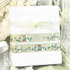 Cute Kawaii BGM Marchen Fairy Tale Party Series Washi / Masking Deco Tape - Classic Regal Green Bear Cat Rabbit - for Scrapbooking Journal Planner Craft Gift Wedding Diary Gift