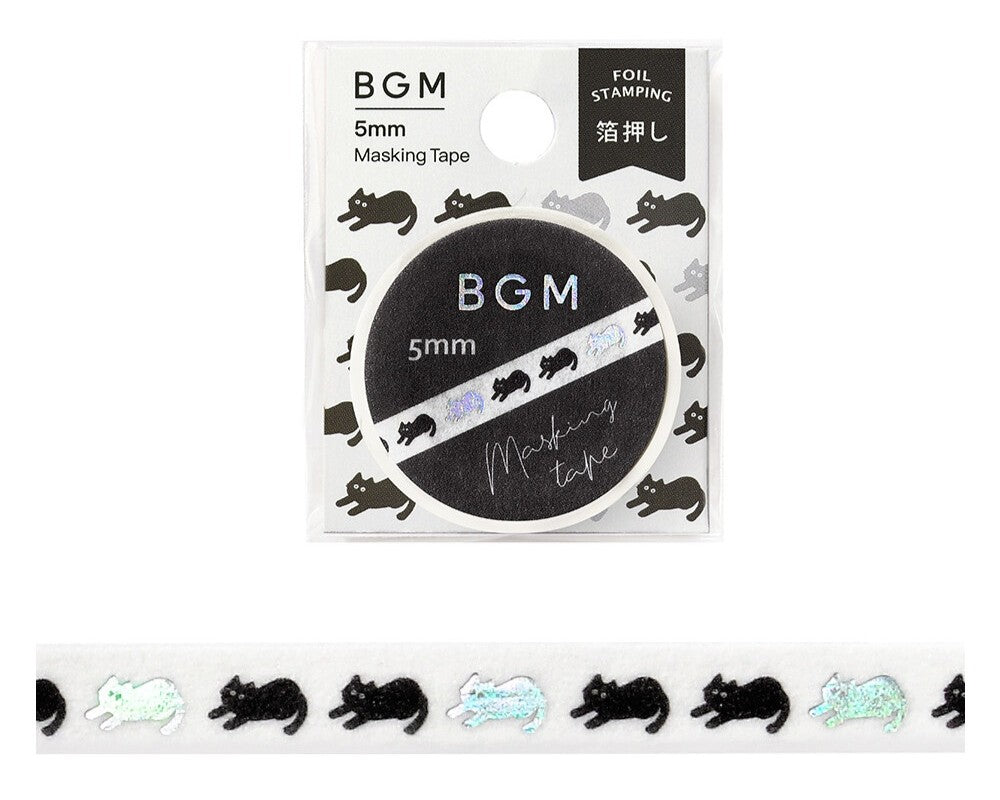 Cute Kawaii BGM Thin Washi / Masking Deco Tape - Kitty Cat Pet Kitten Feline - for Scrapbooking Journal Planner Craft Diary Notebook Gift