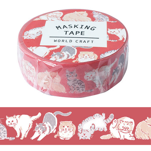 Cute Kawaii W-Craft Washi / Masking Deco Tape - Cat - for Scrapbooking Journal Planner Craft