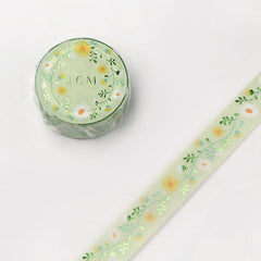 Cute Kawaii BGM Washi / Masking Deco Tape - Beautiful Daisy White Green Flower Bloom Garden Love - for Scrapbooking Journal Planner Craft