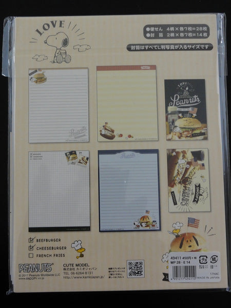 Cute Kawaii Kamio Peanuts Snoopy Burger Letter Set Pack - Stationery P ...
