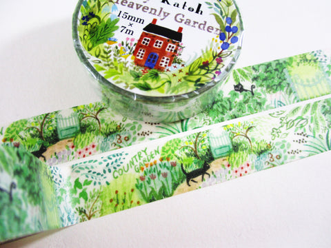 Cute Kawaii Shinzi Katoh Washi / Masking Deco Tape - Country Garden ♥ Cat - for Scrapbooking Journal Planner Craft