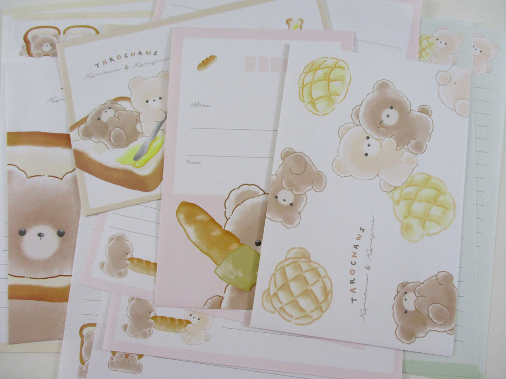 Cute Kawaii Crux Bread Bakery Bear Friend Toast Letter Sets Stationery - writing paper envelope penpal