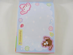 Cute Kawaii Collectible Vintage HTF Sanrio Sugar Bunnies 2009 B 4 x 6 Inch Notepad / Memo Pad - Stationery Designer Paper Collection
