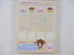 Cute Kawaii Collectible Vintage HTF Sanrio Sugar Bunnies 2009 B 4 x 6 Inch Notepad / Memo Pad - Stationery Designer Paper Collection