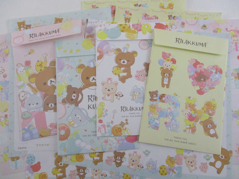 Cute Kawaii San-X Rilakkuma Bear Balloon Birthday Party Letter Sets - Stationery Writing Paper Envelope