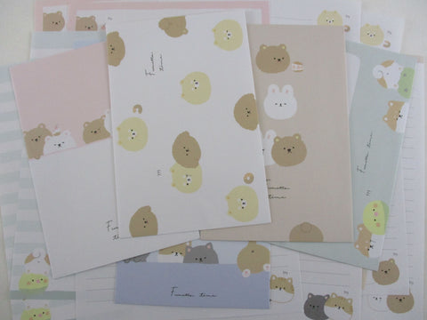 Cute Kawaii Crux Fuwatto Time Bear rabbit Cat Dog Chick Letter Sets Stationery - writing paper envelope
