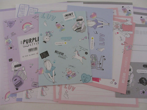 Cute Kawaii Crux Girl Style Unicorn Letter Sets Stationery - Writing Paper Envelope Stationery Penpal