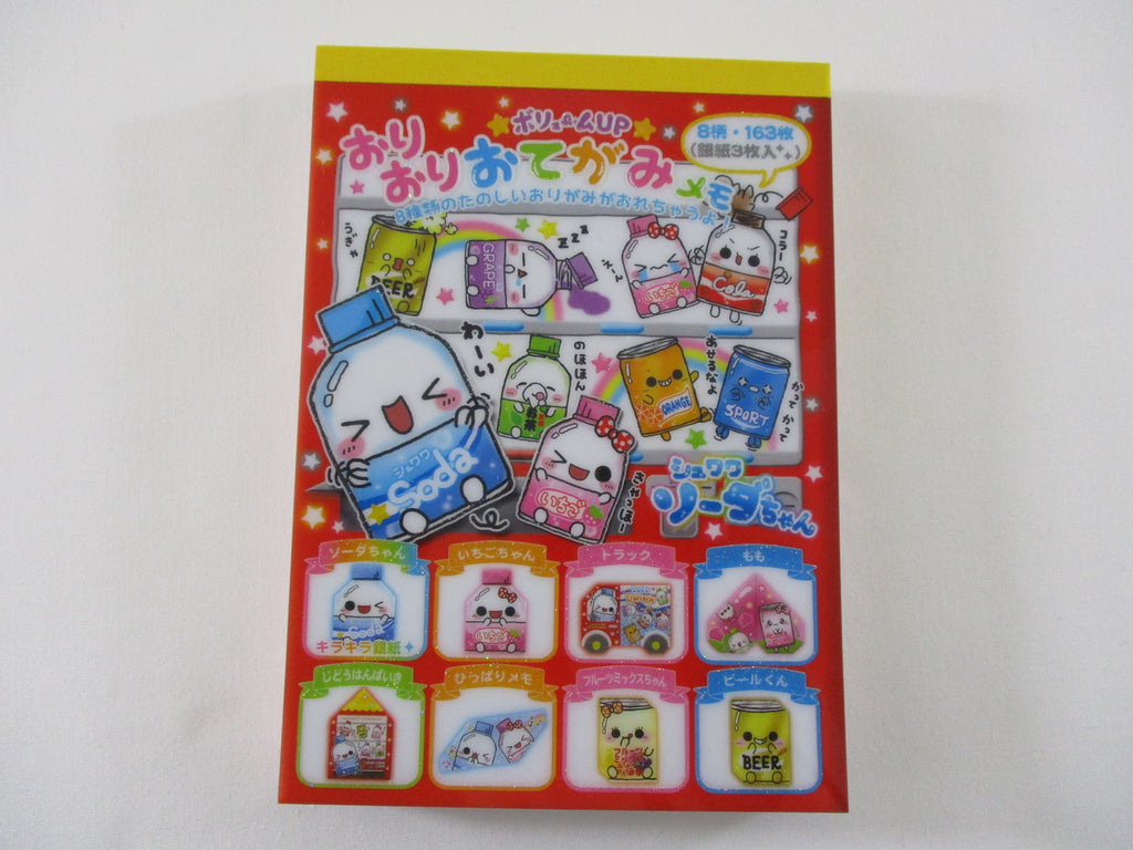 Rare ❤︎ Vintage *ੈ✩‧₊˚ Collectible ✿ Gift - Cute Kawaii VHTF Vintage Rare Collectible Kamio Drink Soda Pop 4 x 6 Inch Notepad / Memo Pad - Stationery Designer Paper Collection Gift