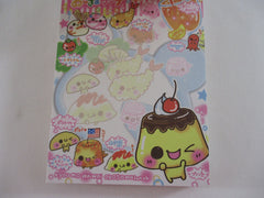 Cute Kawaii VHTF Vintage Rare Collectible Crux Happy Food Friends Pudding Tempura 4 x 6 Inch Notepad / Memo Pad - Stationery Designer Paper Collection Gift