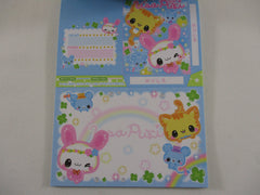 Rare ❤︎ Vintage *ੈ✩‧₊˚ Collectible ✿ Gift - Cute Kawaii VHTF Crux Usa Puri Cat Rabbit Bunny Friends 4 x 6 Inch Notepad / Memo Pad - Stationery Designer Paper Collection Gift