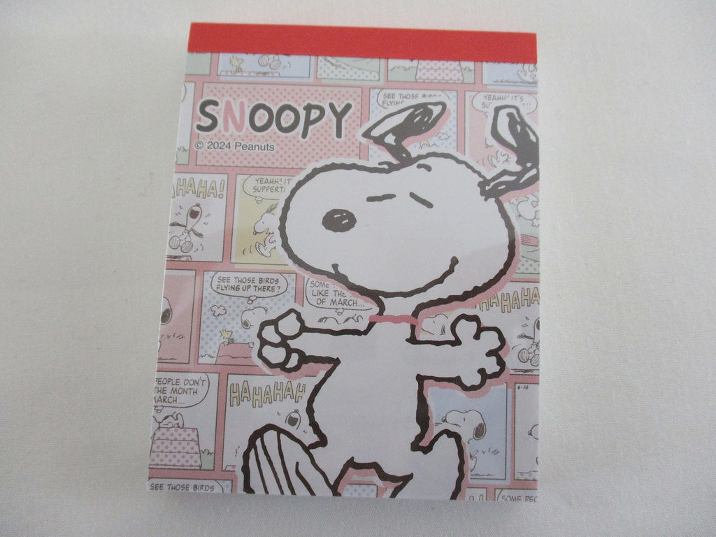 Cute Kawaii Peanuts Snoopy Mini Notepad / Memo Pad Kamio - Comic Red - Stationery Journal Diary Gift