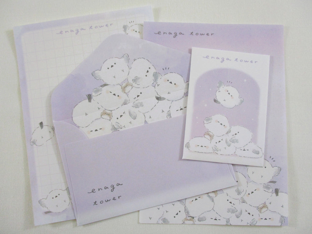 Cute Kawaii Q-Lia Bird Enaga Tower Mini Letter Sets - Small Writing Note Envelope Set Stationery Gift