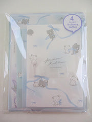 Cute Kawaii Q-lia Cat Kitten Ribbon Blue Letter Set Pack - Stationery Writing Paper Envelope Penpal Stationary Journal Gift