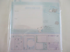 Cute Kawaii Q-lia Cat Kitten Ribbon Blue Letter Set Pack - Stationery Writing Paper Envelope Penpal Stationary Journal Gift