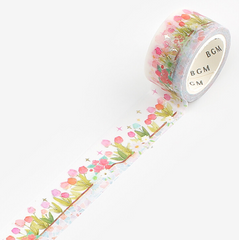 Cute Kawaii BGM Washi / Masking Deco Tape - Colorful Tulip Beautiful Flower Garden Wedding Love Pink - for Scrapbooking Journal Planner Craft