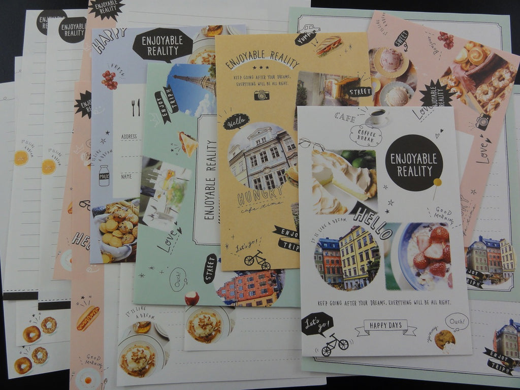 Cute Kawaii Crux Travel and Food Enjoyable Reality Letter Sets - B