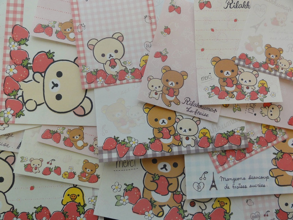 z San-X Rilakkuma Bear La Fraise Paris Memo Note Paper Set