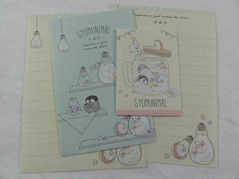 Cute Kawaii Crux Hedgehog Penguin Bear Gyumunimal Mini Letter Sets - Small Writing Note Envelope Set Stationery