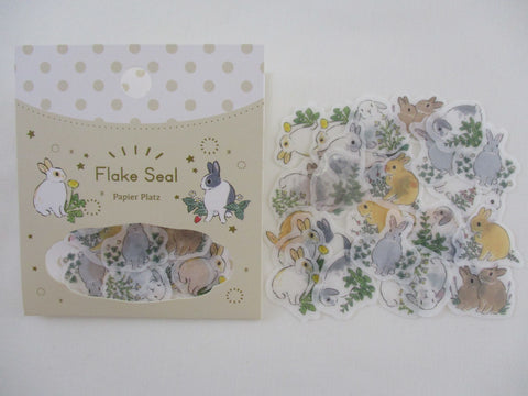 Cute Kawaii Papier Platz Flake Stickers Sack - Bunny Rabbit Nature - for Journal Diary Planner Agenda Schedule Scrapbook Craft Gift