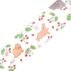 Cute Kawaii BGM Washi / Masking Deco Tape - Rabbit Bunny Hop Easter Pet Gold Accent C - for Scrapbooking Journal Planner Craft