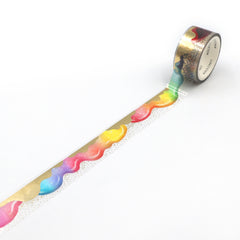Cute Kawaii World Craft Gold Accents Washi / Masking Deco Tape - Rainbow Paints Art - for Diary Journal Notebook Planner Craft Schedule Scrapbook