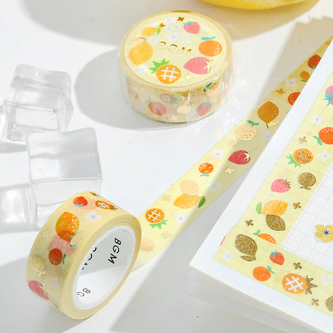 Cute Kawaii BGM Washi / Masking Deco Tape - Fresh Fruit Strawberry Lemon Orange - for Scrapbooking Journal Planner Craft
