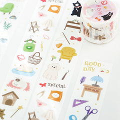 Cute Kawaii BGM Washi / Masking Deco Tape - Cat Dog Favorite Special Pet - for Scrapbooking Journal Planner Craft