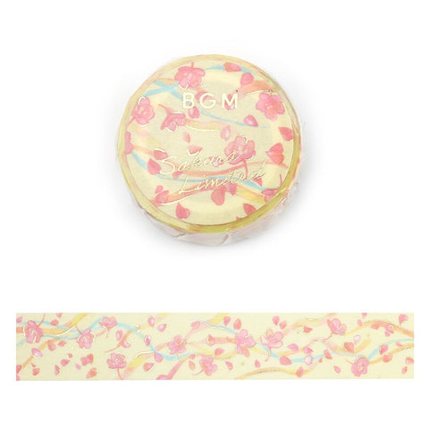 Cute Kawaii BGM Washi / Masking Deco Tape - Beautiful Cherry Blossom Sakura Flower Bloom Garden Love - for Scrapbooking Journal Planner Craft Stationery Decor Agenda Schedule