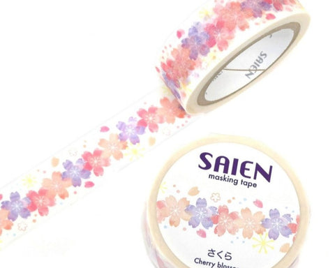 Cute Kawaii Saien Washi / Masking Deco Tape - Cherry Blossom Spring Colorful Garden Bloom Sakura - for Scrapbooking Journal Planner Craft Diary Planner Gift