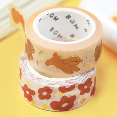 Cute Kawaii BGM Washi / Masking Deco Tape - Dog Playful Run Jump Puppy Puppies Pet Friend - for Scrapbooking Journal Planner Craft Stationery Decor Agenda Schedule