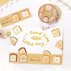 Cute Kawaii BGM Washi / Masking Deco Tape - Egg Toast Bread Warm Breakfast Morning Healthy - for Scrapbooking Journal Planner Craft