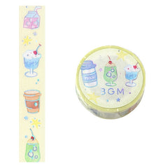 Cute Kawaii BGM Washi / Masking Deco Tape - Foil Stamping / Accents - Fresh Drink Juice Summer Beach Cold Vacay - for Scrapbooking Journal Planner Craft Stationery Agenda Schedule