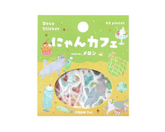 Cute Kawaii BGM Flake Stickers Sack - Kitten Cafe Series - Cat Feline Pet B Melon - for Journal Agenda Planner Scrapbooking Craft