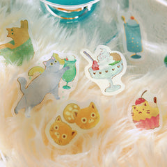 Cute Kawaii BGM Flake Stickers Sack - Kitten Cafe Series - Cat Feline Pet B Melon - for Journal Agenda Planner Scrapbooking Craft