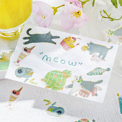 Cute Kawaii BGM Flake Stickers Sack - Kitten Cafe Series - Cat Feline Pet B Melon - for Journal Agenda Planner Scrapbooking Craft