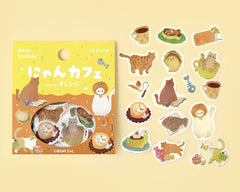 Cute Kawaii BGM Flake Stickers Sack - Kitten Cafe Series - Cat Feline Pet C Orange - for Journal Agenda Planner Scrapbooking Craft