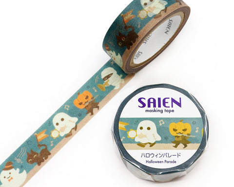 Cute Kawaii Saien Washi / Masking Deco Tape - Halloween Parade Autumn Pumpkin Scary Ghost - for Scrapbooking Journal Planner Craft Diary Gift